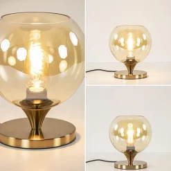 Online Straluma Kleine tafellamp goud met amber kleurig glas