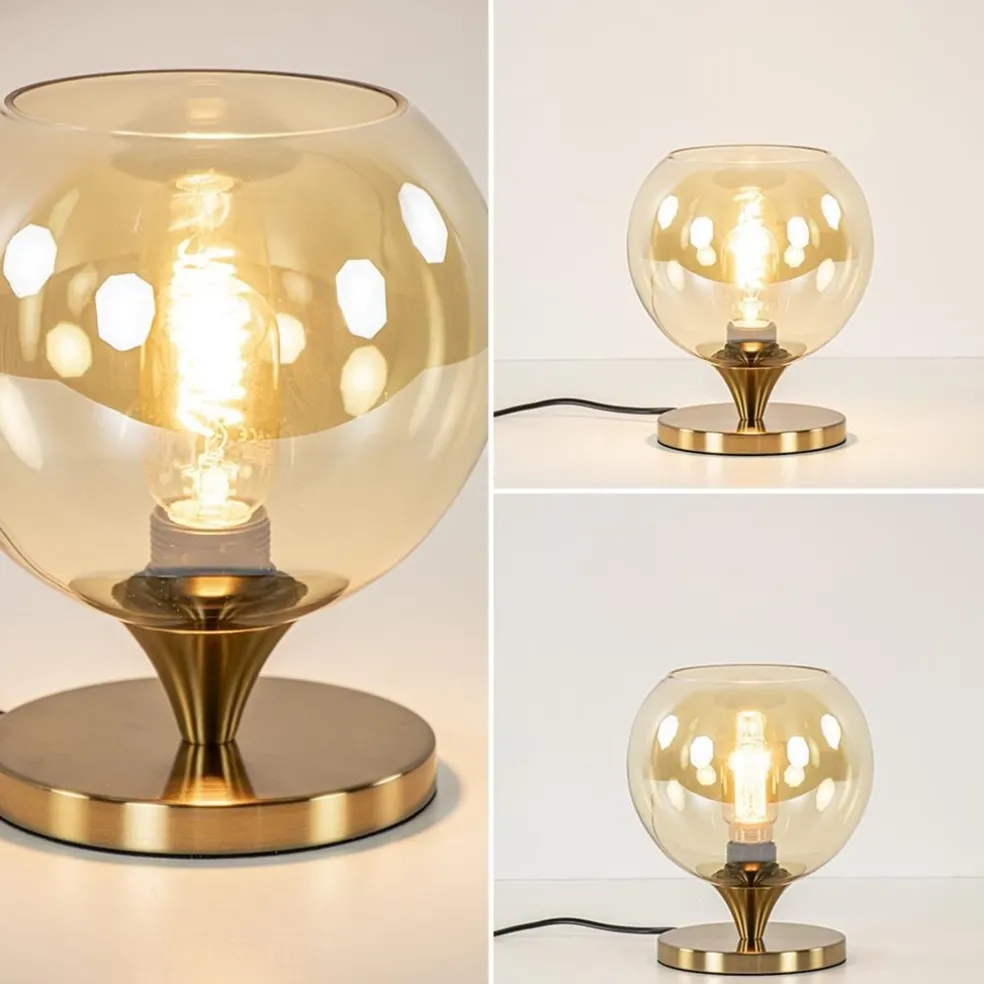 Online Straluma Kleine tafellamp goud met amber kleurig glas
