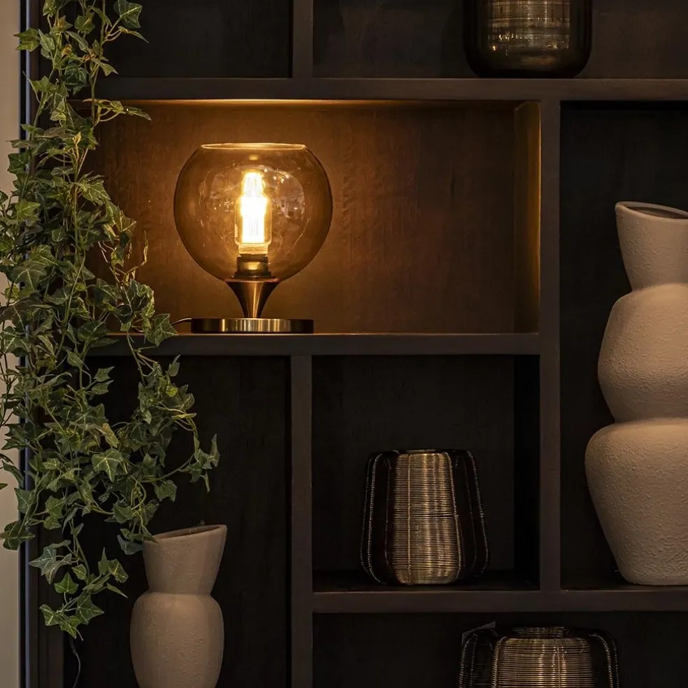 Online Straluma Kleine tafellamp goud met amber kleurig glas