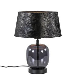 Cheap Straluma Kleine tafellamp zwart glas met stoffen kap