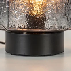 New Straluma Kleine tafellamp zwart met smoke glazen kap