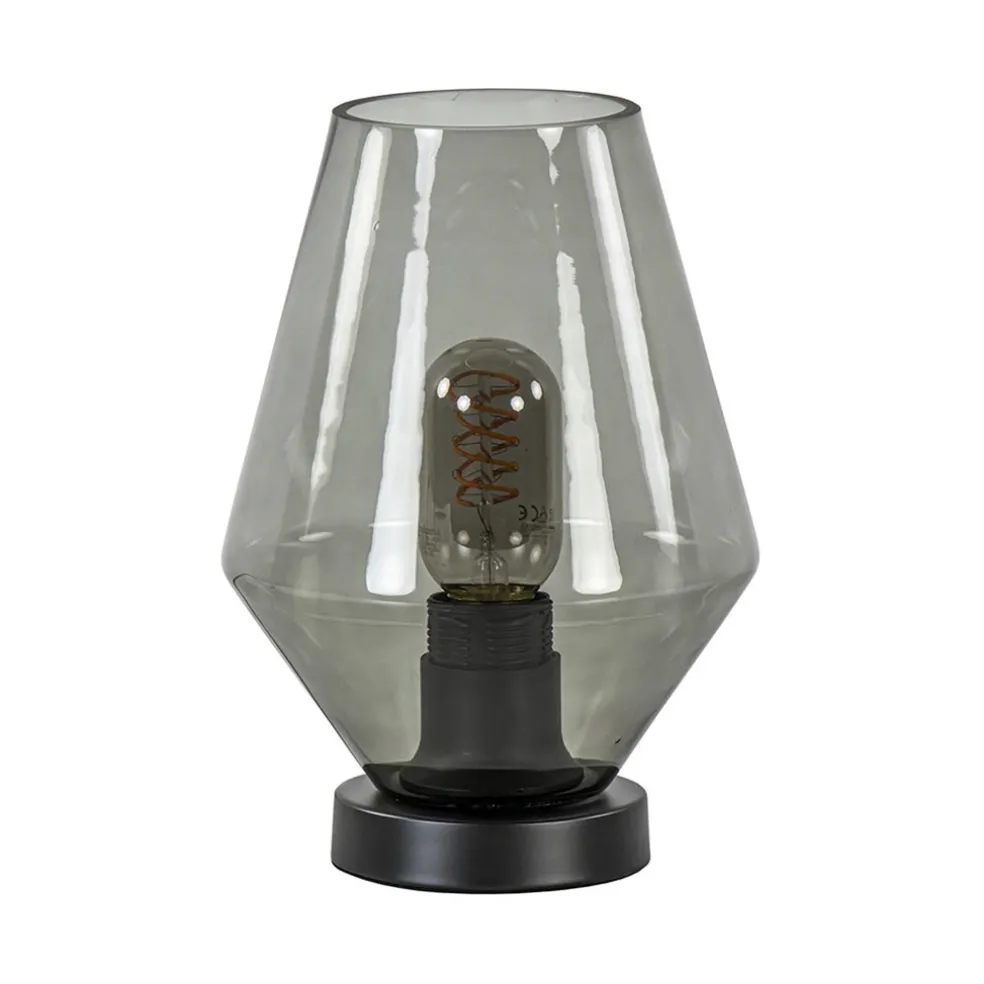 Hot Straluma Kleine tafellamp zwart met smoke glas