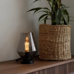 Hot Straluma Kleine tafellamp zwart met smoke glas