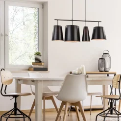 Online Straluma 4-L Hanglamp met zwarte kappen