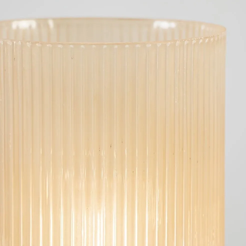 Online Straluma L&L grote ribglas tafellamp peach op batterijen Phoebe