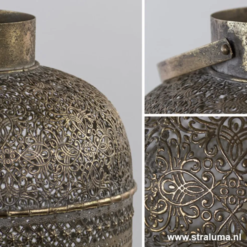Clearance Straluma L&L tafellamp UDUPI bruin-goud Oosters