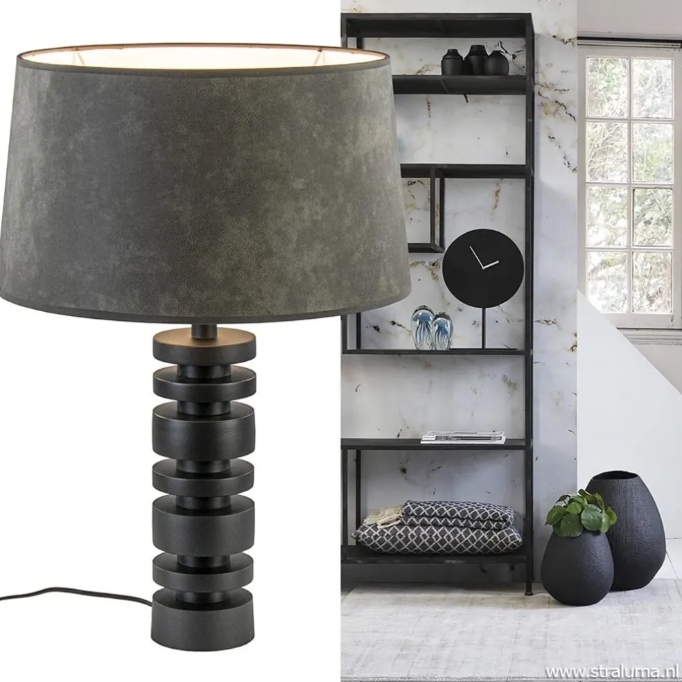 Discount Straluma Lampvoet Desley zwart EXCL.KAP