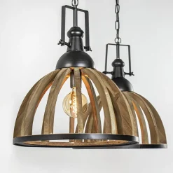 Store Straluma Landelijk industriële 2-lichts hanglamp hout/zink