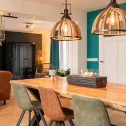 Store Straluma Landelijk industriële 2-lichts hanglamp hout/zink