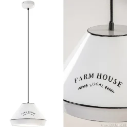 New Straluma Landelijke hanglamp farm house wit met zwart Ø32 cm