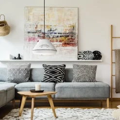 New Straluma Landelijke hanglamp farm house wit met zwart Ø32 cm