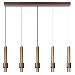 Store Straluma Landelijke 5-lichts LED hanglamp cilinders bruin