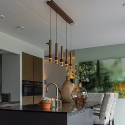 Store Straluma Landelijke 5-lichts LED hanglamp cilinders bruin