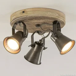 Fashion Straluma Landelijke 3-lichts plafondspot Seed metaal met hout