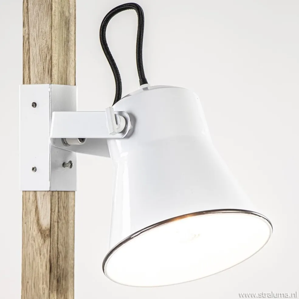 Discount Straluma Landelijke 2-lichts vloerlamp hout met witte kappen