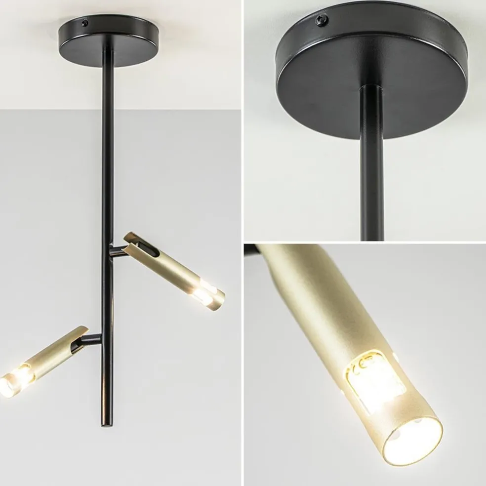 Cheap Straluma Landelijke plafondlamp zwart met goud G9
