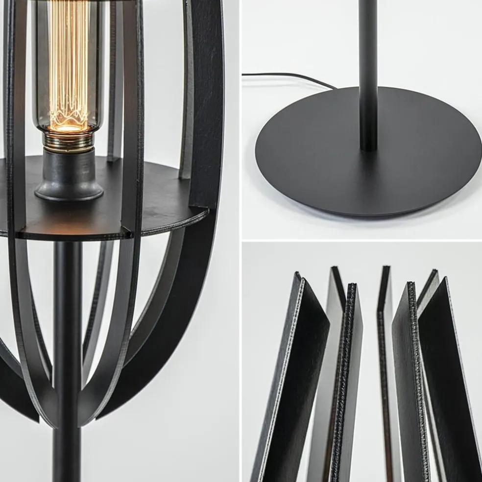 Best Sale Straluma Landelijke vloerlamp mat zwart met houten kap
