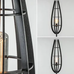 Best Sale Straluma Landelijke vloerlamp mat zwart met houten kap
