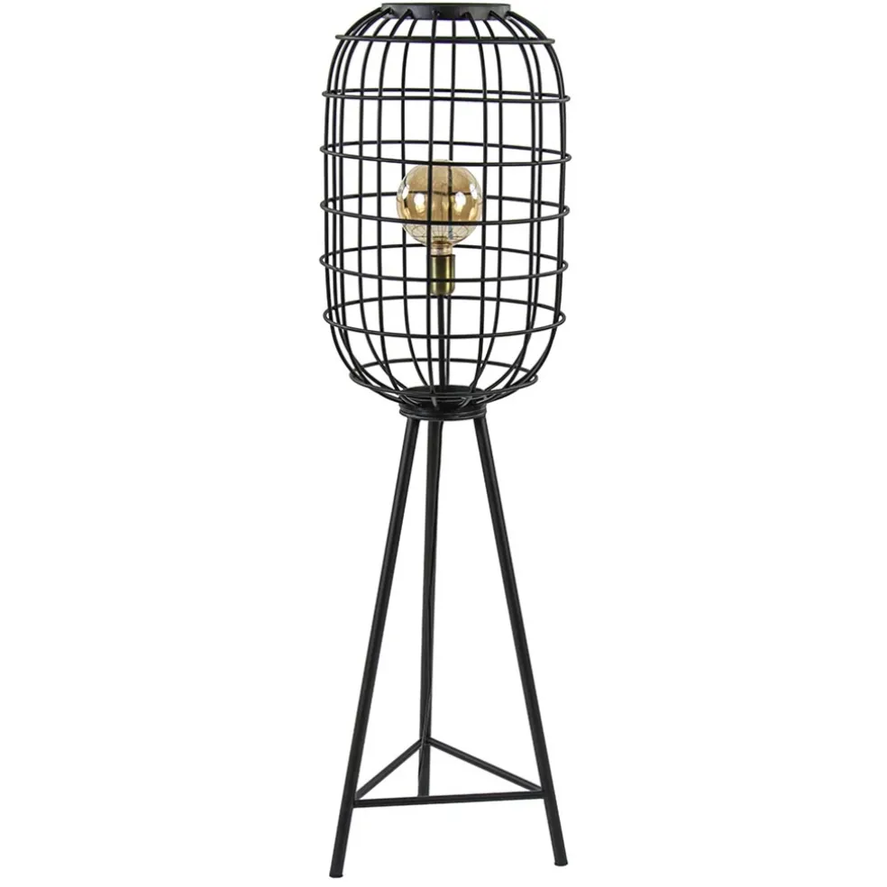 Best Straluma Landelijke vloerlamp Toah mat zwart met brons