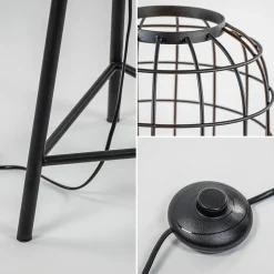 Best Straluma Landelijke vloerlamp Toah mat zwart met brons