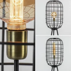 Best Straluma Landelijke vloerlamp Toah mat zwart met brons