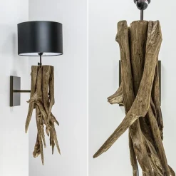 Fashion Straluma Landelijke wandlamp Bluma hout exclusief kap