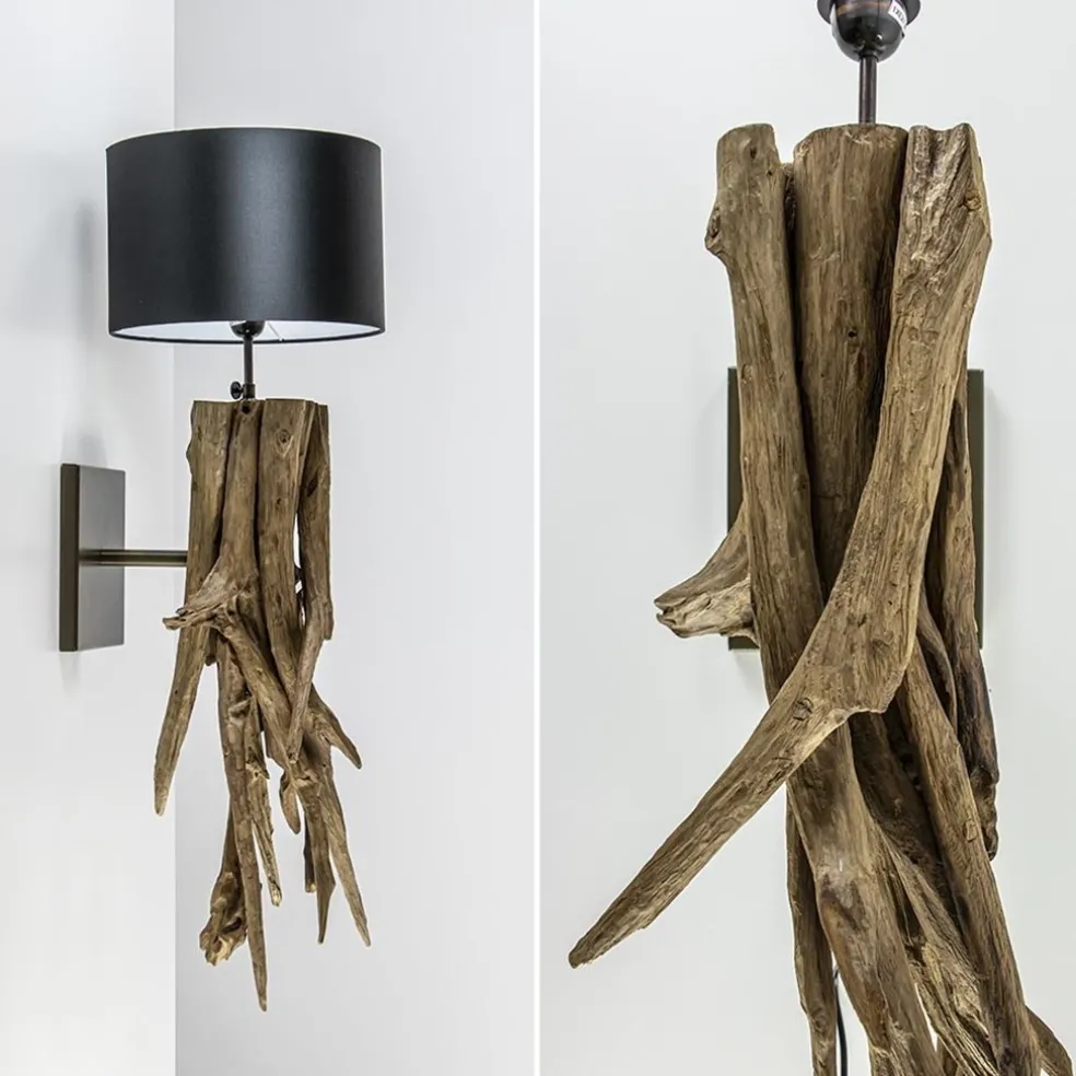 Fashion Straluma Landelijke wandlamp Bluma hout exclusief kap