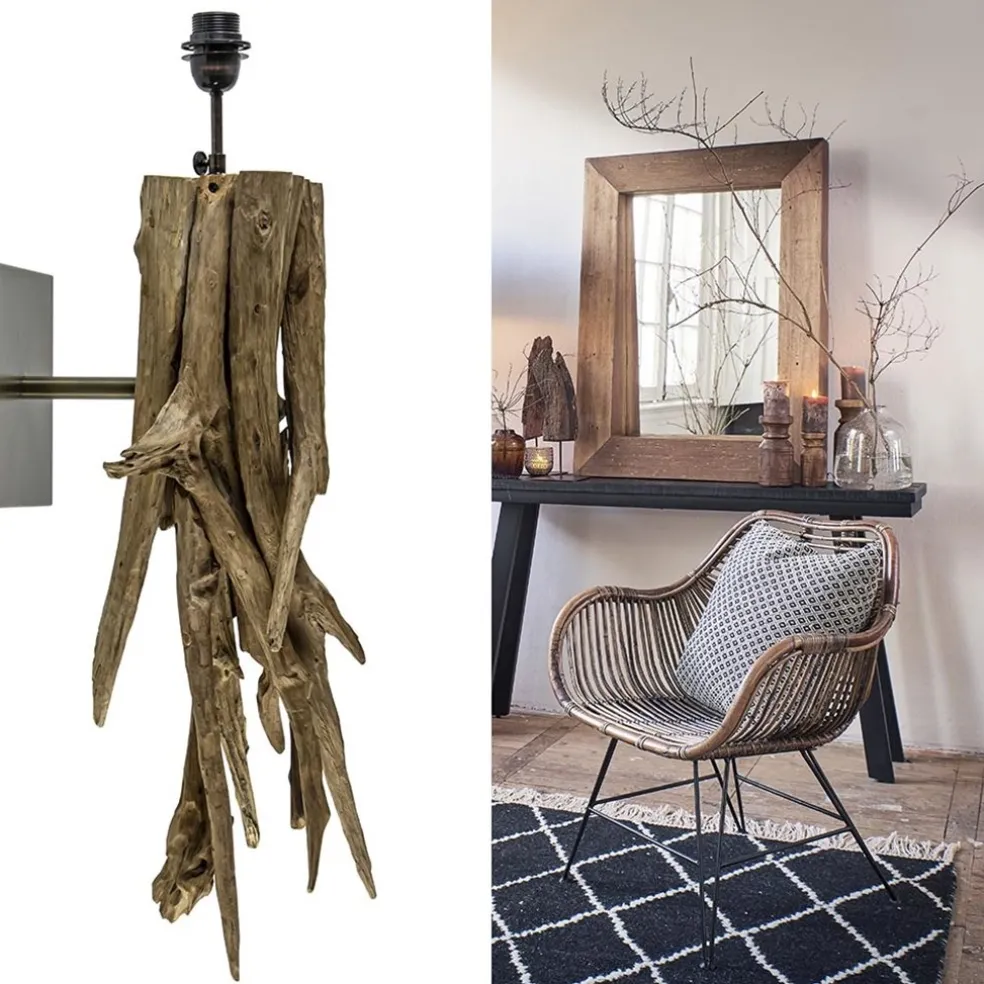 Fashion Straluma Landelijke wandlamp Bluma hout exclusief kap