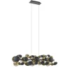 Fashion Straluma Langwerpige hanglamp grijs/goud + amber glas