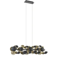 Fashion Straluma Langwerpige hanglamp grijs/goud + amber glas