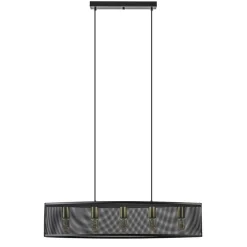 New Straluma Langwerpige hanglamp mat zwart metaal met goud