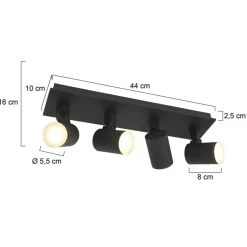 Cheap Straluma Langwerpige LED opbouwspot zwart 4-lichts