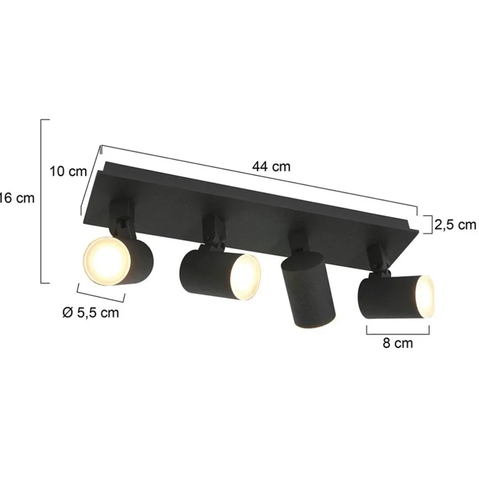 Cheap Straluma Langwerpige LED opbouwspot zwart 4-lichts