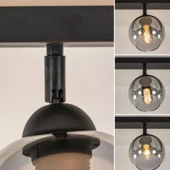 Best Sale Straluma Langwerpige plafondlamp mat zwart met smoke glazen bollen