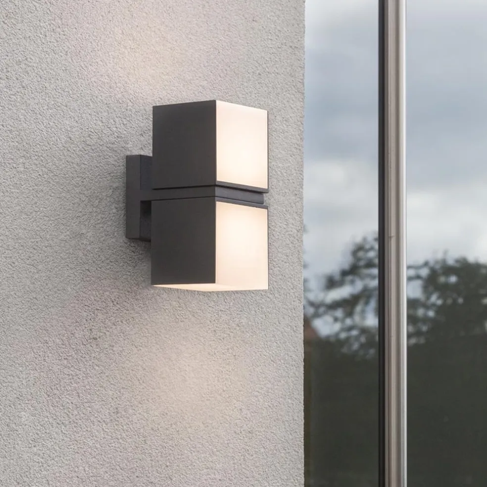 Store Straluma LED buitenlamp dubbele kubus draaibaar grijs IP54