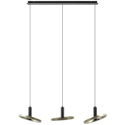 Discount Straluma LED eettafelhanglamp 3-lichts balk zwart/goud dimbaar