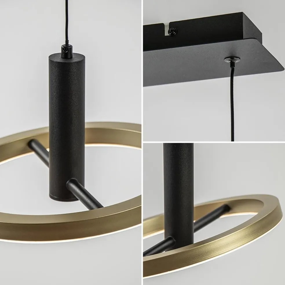 Discount Straluma LED eettafelhanglamp 3-lichts balk zwart/goud dimbaar