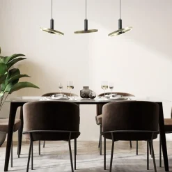 Discount Straluma LED eettafelhanglamp 3-lichts balk zwart/goud dimbaar