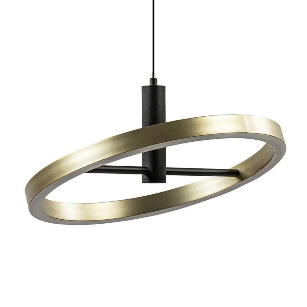 Online Straluma LED hanglamp Circle zwart/goud 3-standen dimbaar