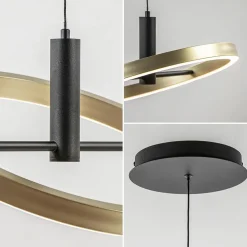 Online Straluma LED hanglamp Circle zwart/goud 3-standen dimbaar