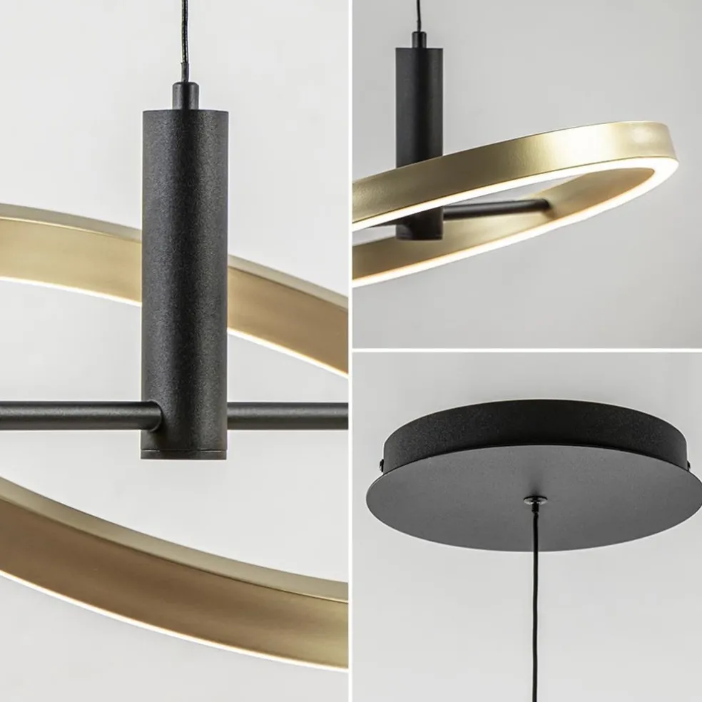 Online Straluma LED hanglamp Circle zwart/goud 3-standen dimbaar
