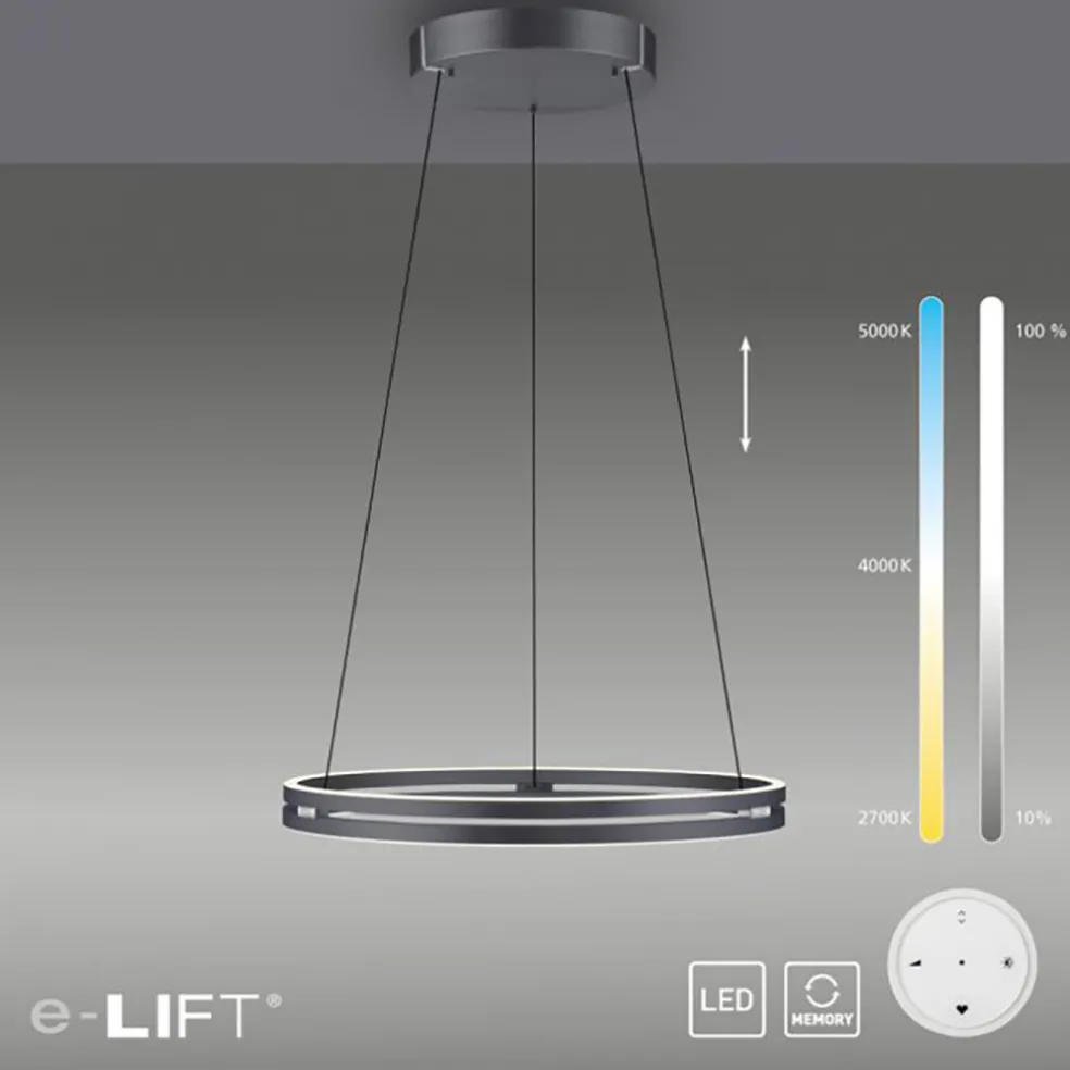 Online Straluma LED hanglamp grijs met E-Lift functie