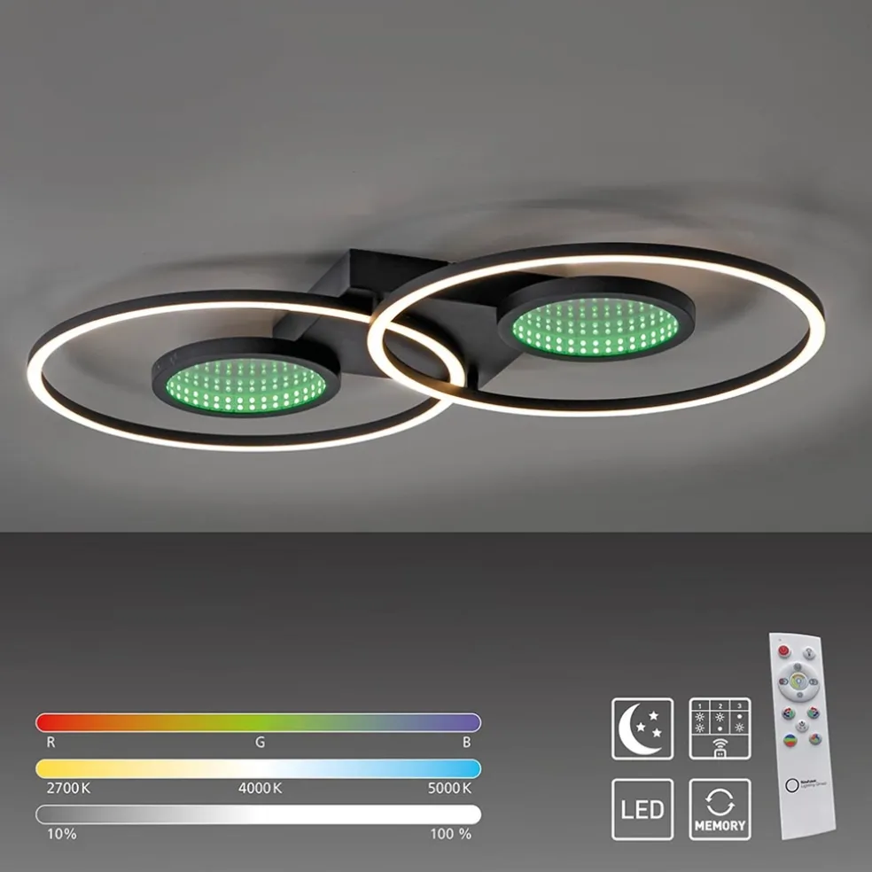 Store Straluma LED plafondlamp zwart ringen met RGB en memory