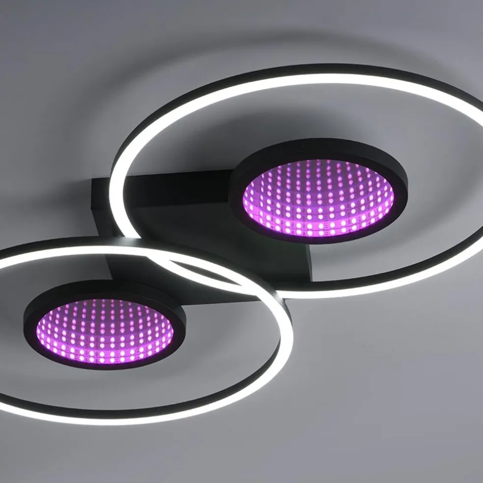 Store Straluma LED plafondlamp zwart ringen met RGB en memory