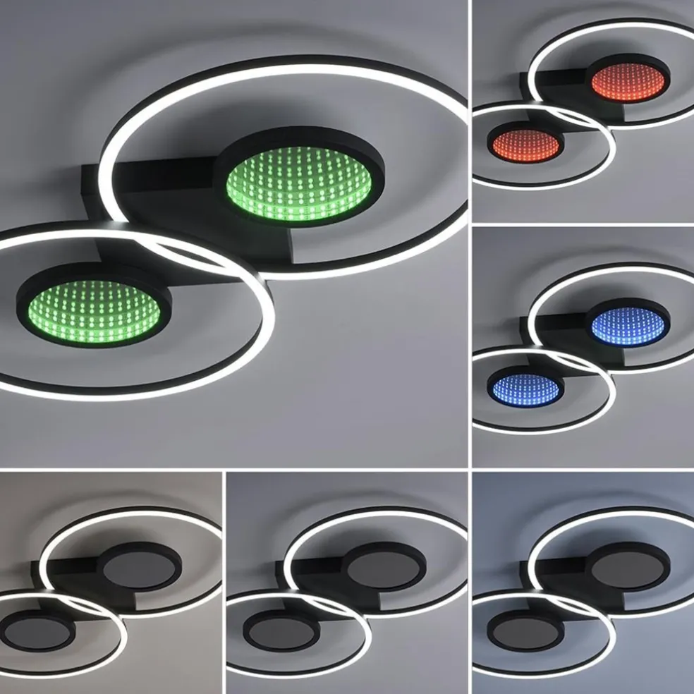 Store Straluma LED plafondlamp zwart ringen met RGB en memory