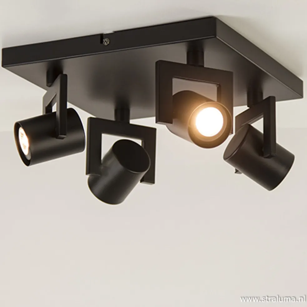 Clearance Straluma LED plafondspot vierkant mat zwart