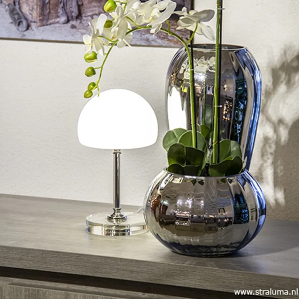 Shop Straluma LED tafellamp chroom/opaal glas dimbaar