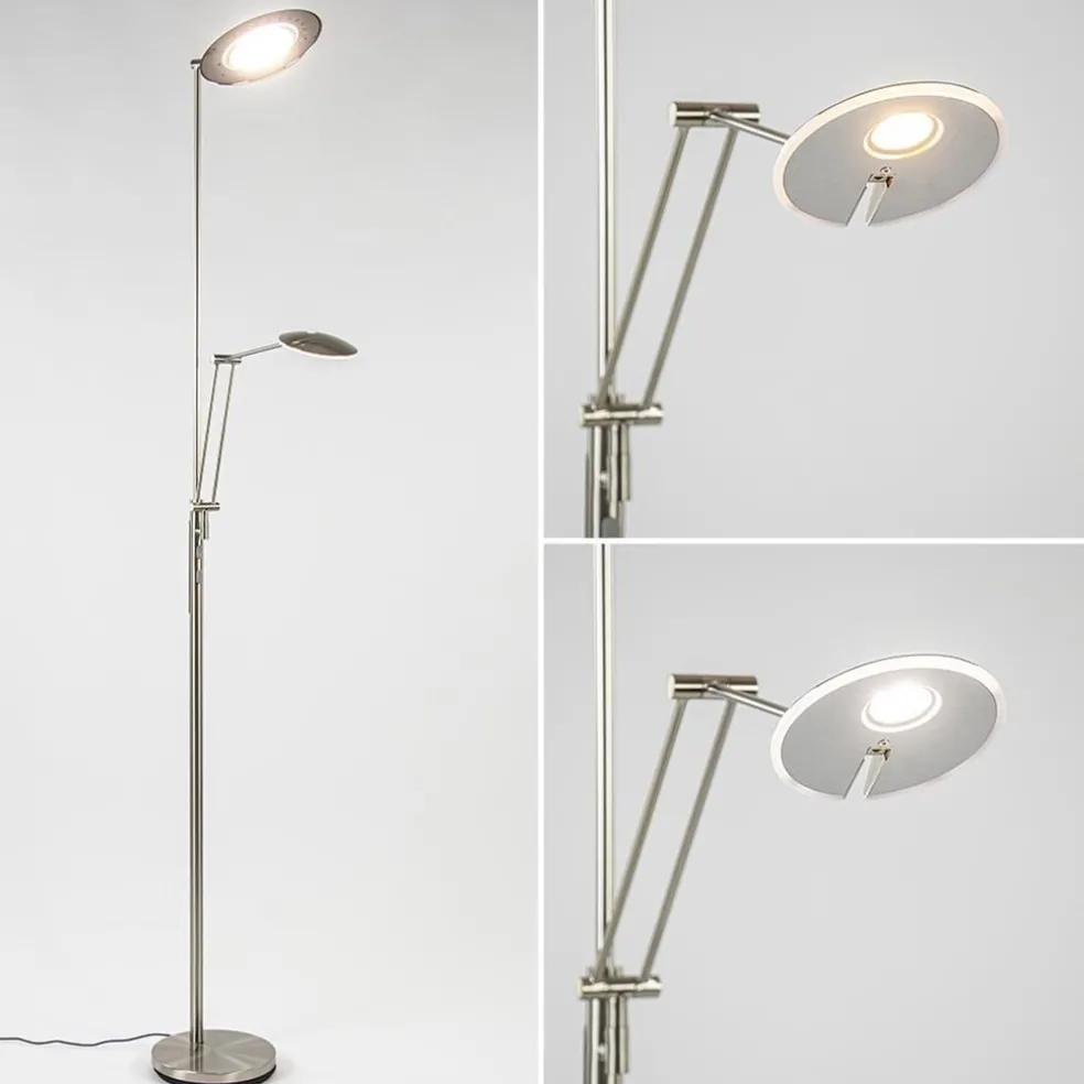 Fashion Straluma LED uplighter met verstelbare leesarm nikkel