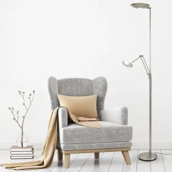 Fashion Straluma LED uplighter met verstelbare leesarm nikkel