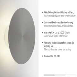 Discount Straluma LED wandlamp op accu grijs dmbaar